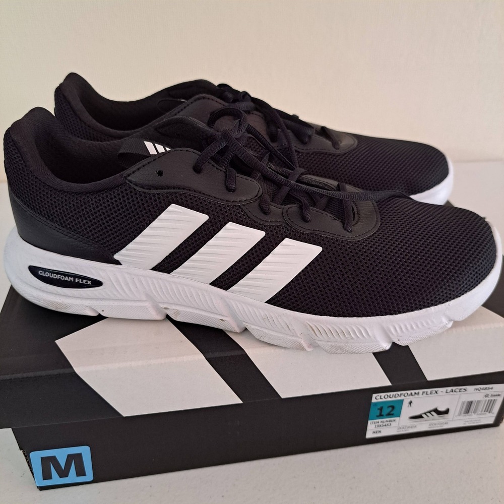 Adidas Cloudfoam Flex Sneakers Mens 12 Black‎ Good Wide Fit 1245-756